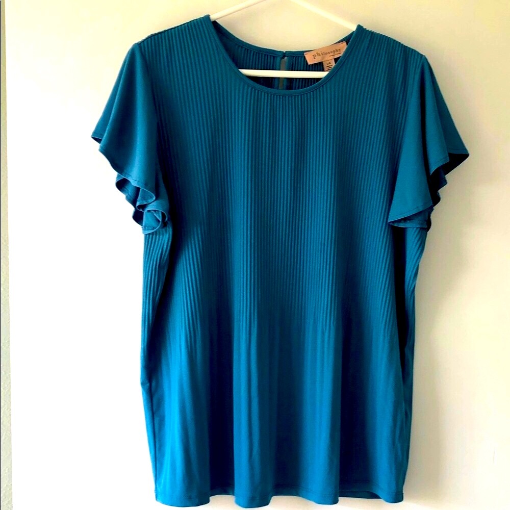 NWOT Philosophy Flutter Short Sleeve Pleated Blouse/Top